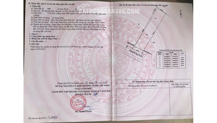 Bán đất mặt tiền đường đỗ đăng tuyển 1132m2 full thổ cư đường xe công