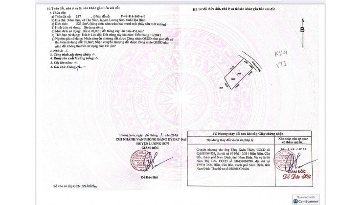  CẦN BÁN LÔ ĐẤT ĐẸP – LƯƠNG SƠN   Xóm Rụt, xã Tân Vinh, Hòa Bình