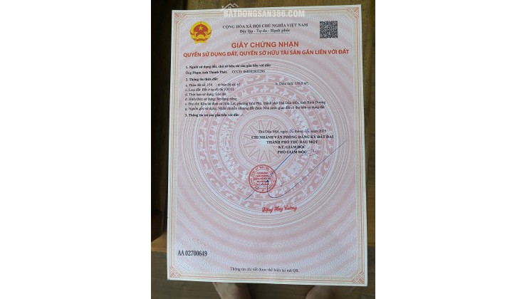 ĐẤT ĐẸP – GIÁ TỐT  – CHÍNH CHỦ CẦN BÁN Tại Đường D9, Phường Hòa Phú, Tp Thủ Dầu Một, Bình Dương