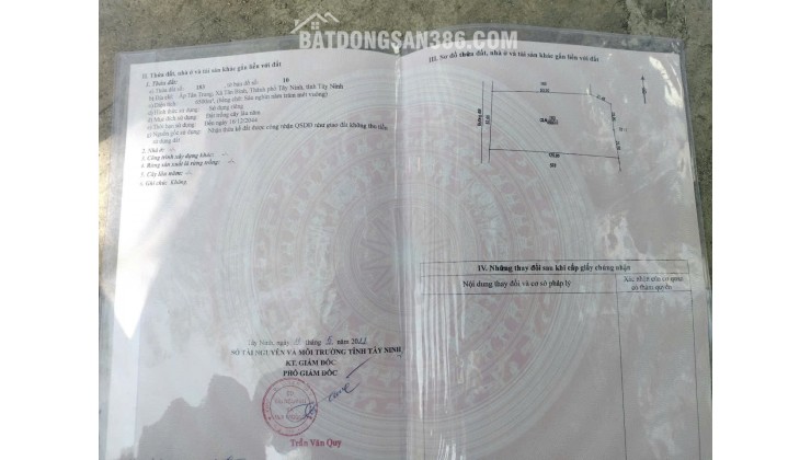 Cần bán đất trong TP Tây Ninh giá 9.6 tỷ