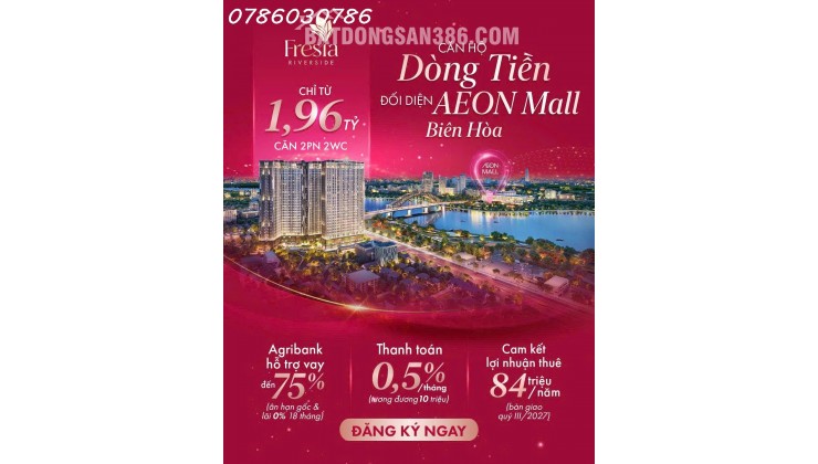 Bán căn hộ 2PN 1VS view trực diện Sông Đồng Nai, tầm nhìn thoáng đãng  giá chỉ 1.9 tỷ