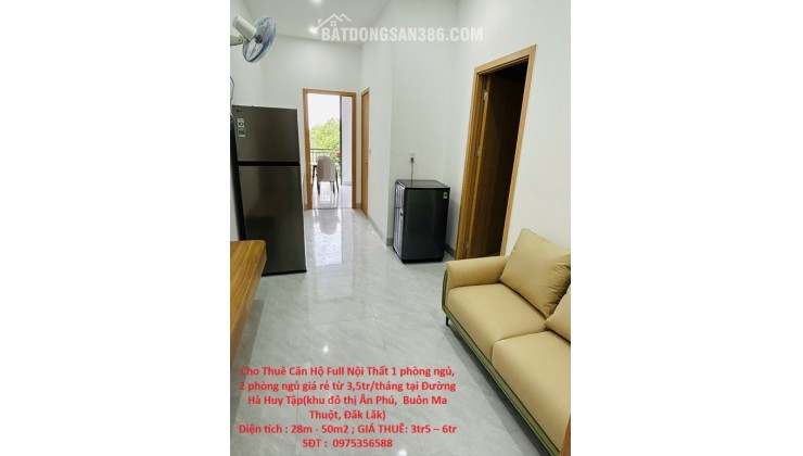 Cho Thuê Căn Hộ Full Nội Thất 1 phòng ngủ, 2 phòng ngủ giá rẻ từ 3,5tr/tháng tại Buôn Ma Thuột