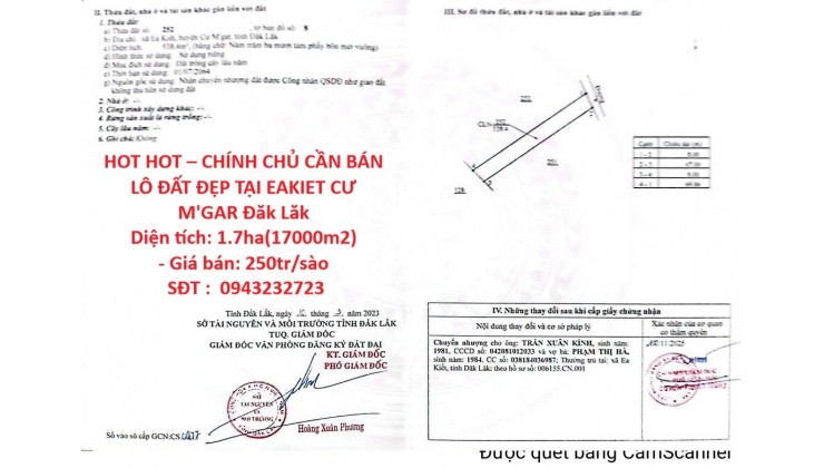 HOT HOT – CHÍNH CHỦ CẦN BÁN NHANH LÔ ĐẤT VỊ TRÍ  ĐẸP TẠI EAKIET CƯ M'GAR Đăk Lăk