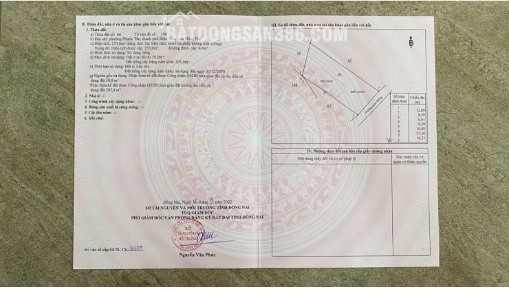 BÁN ĐẤT 2 MẶT TIỀN TẶNG NHÀ TẠI TP BIÊN HOÀ, DT 4200M2, SỔ SẴN, CHỈ 19 TỶ. LH:0933449988.