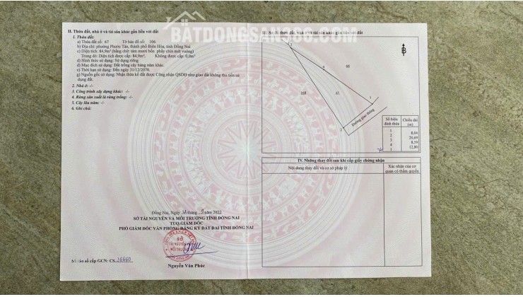 BÁN ĐẤT 2 MẶT TIỀN TẶNG NHÀ TẠI TP BIÊN HOÀ, DT 4200M2, SỔ SẴN, CHỈ 19 TỶ. LH:0933449988.