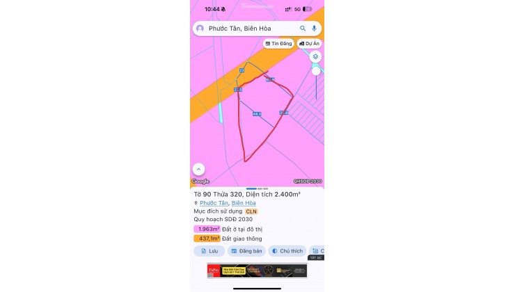 BÁN 3300M2 ĐẤT TẠI PHƯỚC TÂN - TP BIÊN HOÀ. SHR. 33 TỶ. LH:0933449988.