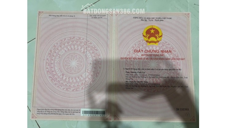 ĐẤT CHÍNH CHỦ - GIÁ TỐT Địa Chỉ Xã Xà Bang, Huyện Châu Đức, Tỉnh Bà Rịa Vũng Tàu