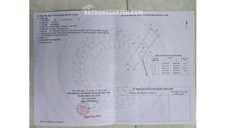ĐẤT ĐẸP – GIÁ TỐT  – CHÍNH CHỦ CẦN BÁN GẤP tại Xã Vĩnh Tân, Thị xã Tân Uyên, Bình Dương