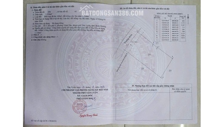 ĐẤT ĐẸP – GIÁ TỐT  – CHÍNH CHỦ CẦN BÁN GẤP tại Xã Vĩnh Tân, Thị xã Tân Uyên, Bình Dương