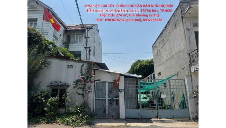 NHÀ ĐẸP–GIÁ TỐT–CHÍNH CHỦ CẦN BÁN NHÀ TRỌ MẶT TIỀN Đg số 10, P.Hiệp Bình Chánh, TP.Thủ Đức, TP.HCM
