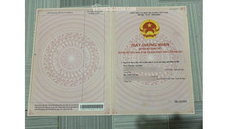 ĐẤT ĐẸP - ĐẦU TƯ SINH LỜI - Bán GẤP Lô Đất Tiềm Năng Tại Suối Rao, Châu Đức, Bà Rịa Vũng Tàu