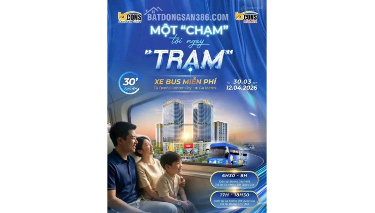 CHỈ 150TR SỞ HỮU CĂN HỘ 2PN Bcons Center City, Đường Thống Nhất, P.Đông Hòa, TP.Dĩ An, Bình Dương