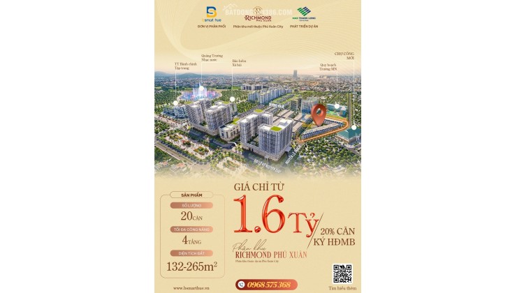  CHÍNH THỨC CÔNG BỐ GIÁ DỰ KIẾN RICHMOND PHÚ XUÂN  – ĐỘC QUYỀN 20 CĂN THƯƠNG MẠI GIAI ĐOẠN 1! 