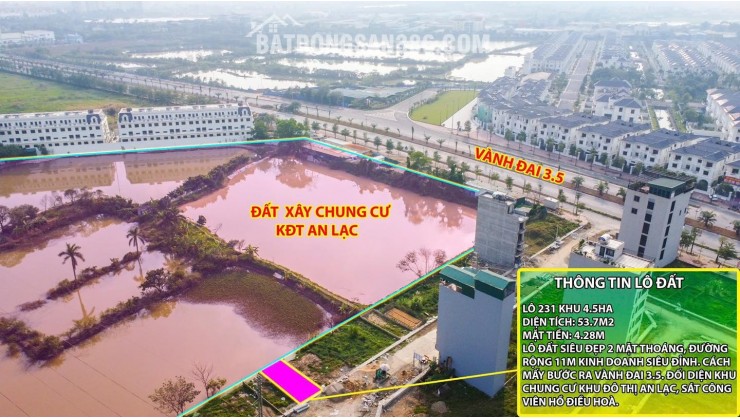 Thanh khoản lô đất cực hiếm khu đất dịch vụ 4.6 ha Vân Canh sát An Lạc Symphony 3 bước chân ra vành đai 3.5 kinh doanh tốt