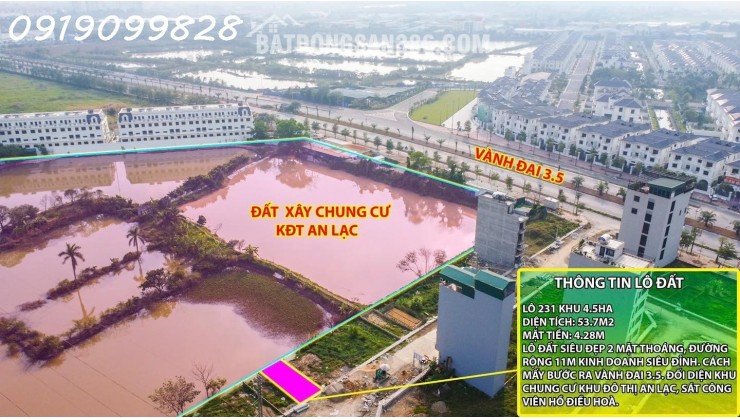 CHÍNH CHỦ BÁN LÔ ĐẤT DỊCH VỤ VAN CANH KHU 4.5HA DIỆN TÍCH 54M GIÁ 18XTR/M