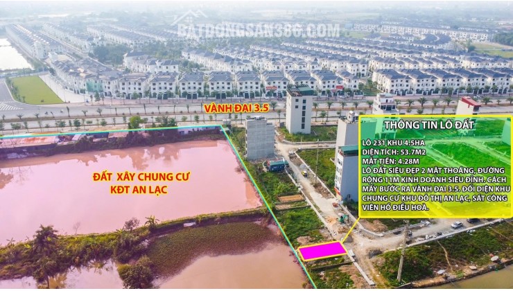 Thanh khoản lô đất cực hiếm khu đất dịch vụ 4.6 ha Vân Canh sát An Lạc Symphony 3 bước chân ra vành đai 3.5 kinh doanh tốt