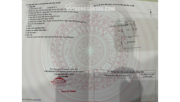 ĐẤT 2 MẶT TIỀN - ĐẦU TƯ LÀ SINH LỜI - Chính Chủ Bán 2 Lô Đất xã Mỹ Thạnh Bắc, Đức Huệ, Long An