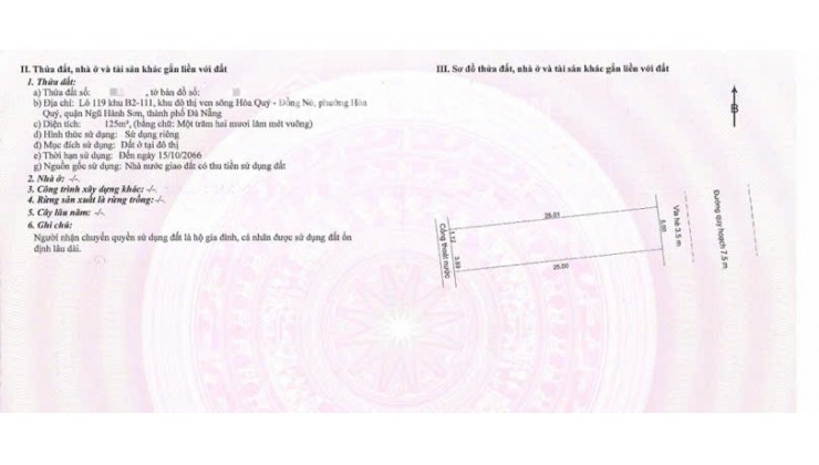 CẦN BÁN ĐẤT ĐƯỜNG BỜ QUAN 3 KHU NAM HOÀ XUÂN 125M2 - 6.8 TỶ. LH:0334681909.