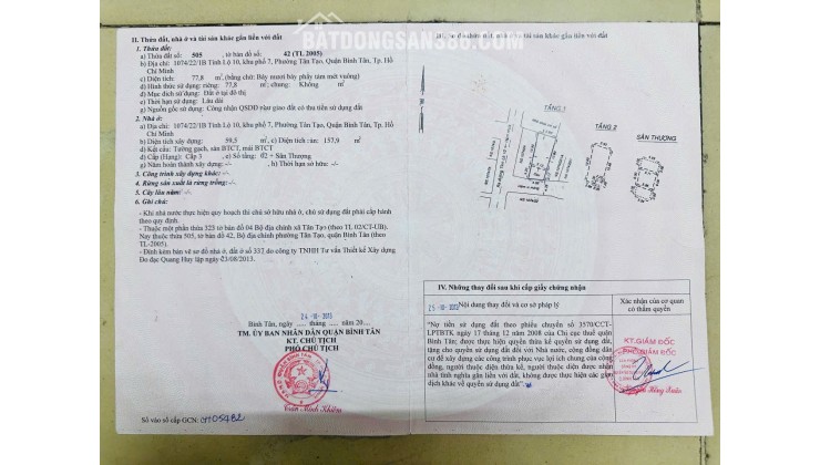 BÁN NHÀ 1074/22/1B ĐƯỜNG TỈNH LỘ 10 (THÔNG VỚI HẺM 111 LÊ ĐÌNH CẨN). LH:0933534006.