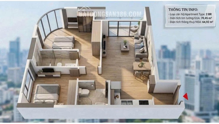 ĐỘC QUYỀN CĂN GÓC 2PN + SÂN VƯỜN 53M2 – F1 SUN FOURS