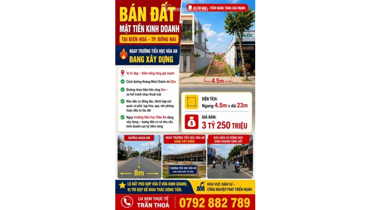 BÁN ĐẤT MẶT TIỀN KINH DOANH – TẠI BIÊN HOÀ TP. ĐỒNG NAI. LH:0792881789.