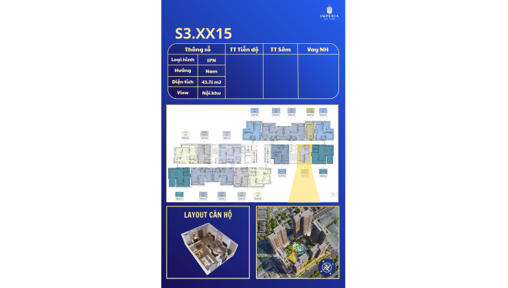  HOT NHẤT THÁNG NÀY – ĐỘC QUYỀN QUỸ CĂN 1PN TÒA S3 Imperia Sky Park CHUẨN BỊ RA MẮT 