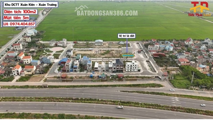 Bán đất 100m2 tại Khu DCTT Xuân Kiên - Xuân Trường 100m2 Mặt tiền: 5m