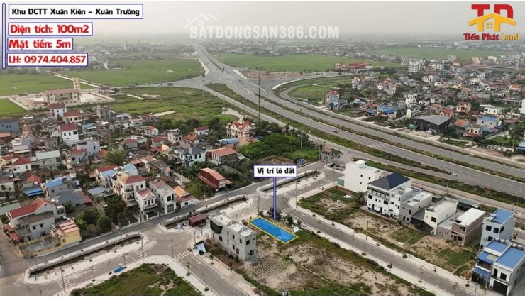 Bán đất 100m2 tại Khu DCTT Xuân Kiên - Xuân Trường 100m2 Mặt tiền: 5m