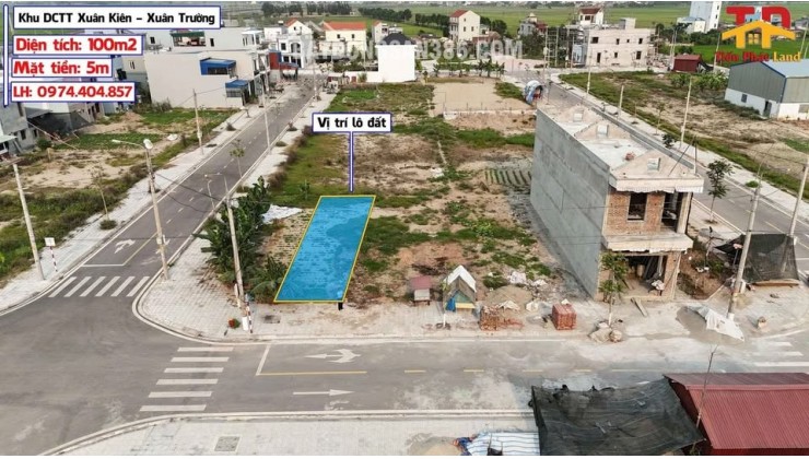 Bán đất 100m2 tại Khu DCTT Xuân Kiên - Xuân Trường 100m2 Mặt tiền: 5m
