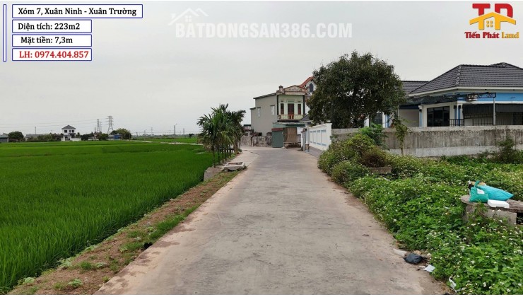 Bán Lô Đất đẹp - Xuân Ninh - Xuân Trường 223m2 Mặt Tiền 7,3m