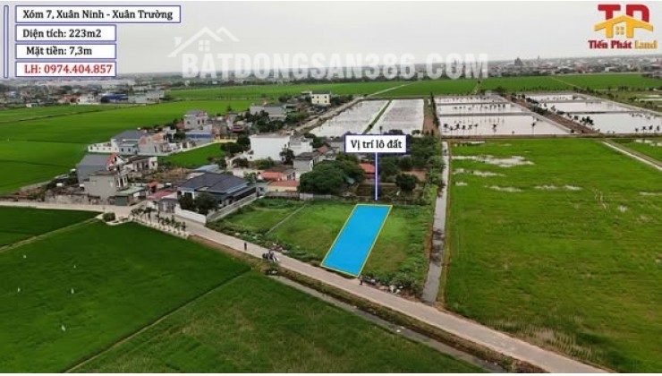 Bán Lô Đất đẹp - Xuân Ninh - Xuân Trường 223m2 Mặt Tiền 7,3m