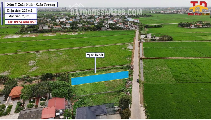 Bán Lô Đất đẹp - Xuân Ninh - Xuân Trường 223m2 Mặt Tiền 7,3m