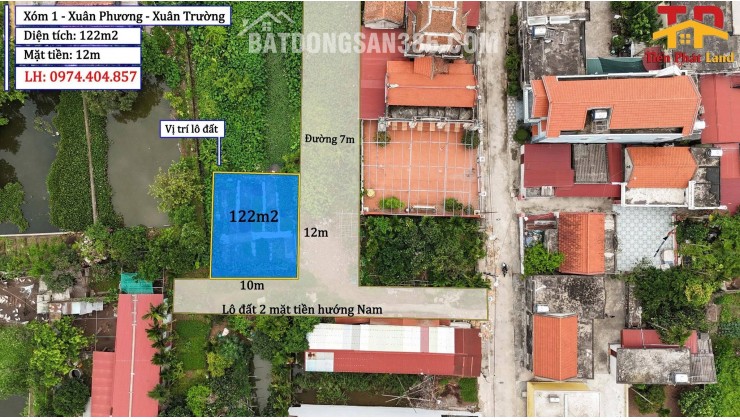 Bán Lô Đất Đẹp 2 Mặt Tiền Tại Xuân Phương - Xuân Trường Mặt tiền 12m