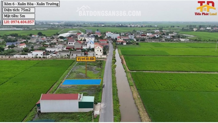 Bán Đất giá đầu tư tại Xuân Hòa - Xuân Trường 75m² full thổ cư
