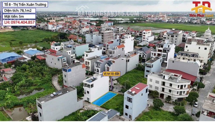 HOT NHẤT THỊ TRẤN XUÂN TRƯỜNG  LÔ ĐẤT Diện Tích 78,1m²