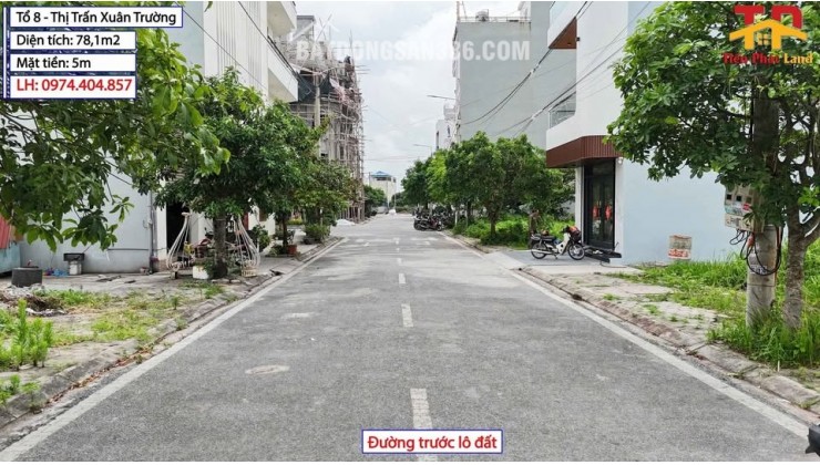 HOT NHẤT THỊ TRẤN XUÂN TRƯỜNG  LÔ ĐẤT Diện Tích 78,1m²