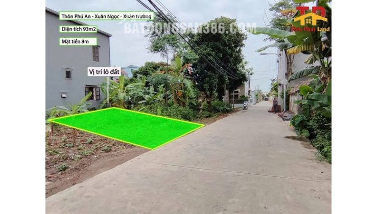 Bán Lô Đất Đẹp 93m² Mặt tiền 8M Tại Thôn Phú An - Xuân Ngọc - Xuân Trường