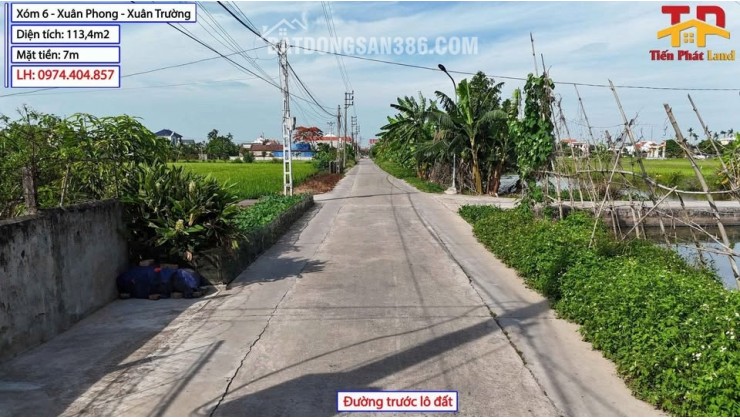 Bán Lô Đất Đẹp 113,4m² Full Cư Gần Chợ Vực -Xuân Phong - Xuân Trường