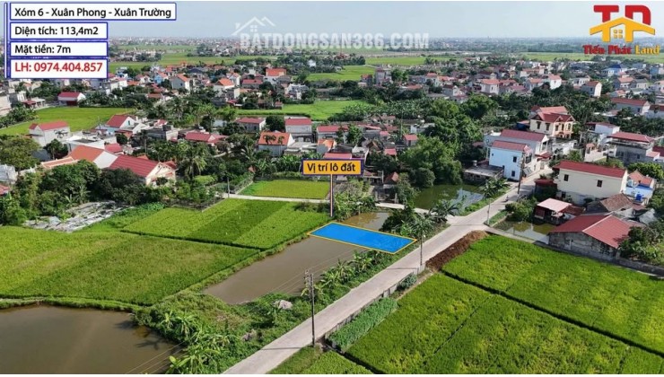 Bán Lô Đất Đẹp 113,4m² Full Cư Gần Chợ Vực -Xuân Phong - Xuân Trường