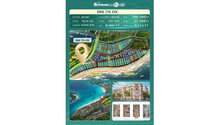 Bán căn liền kề gần biển, kế sân golf BM79 Vịnh Bình Minh1, Hạ Long Xanh
