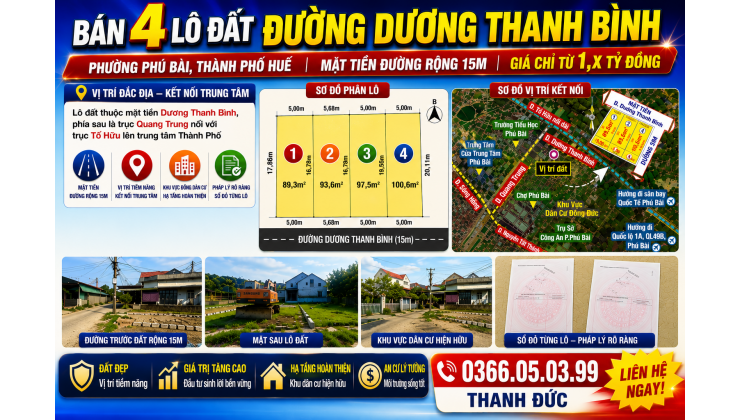  Giá chỉ từ 1,x tỷ đồng – sở hữu ngay đất mặt tiền đường 15m tại Phú Bài, TP Huế 