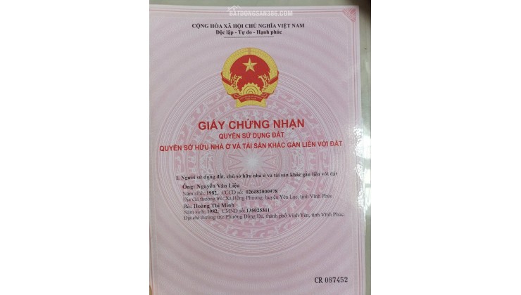 ĐẤT CHÍNH CHỦ - GIÁ TỐT KHC 15 Phường Liên Bảo, Thành Phố Vĩnh Yên, Tỉnh Vĩnh Phúc