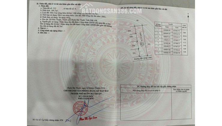 ĐẤT ĐẸP – GIÁ TỐT – CHÍNH CHỦ CẦN BÁN ĐẤT tại ĐẠT LÍ, TP. Buôn Ma Thuột, Đắk Lắk