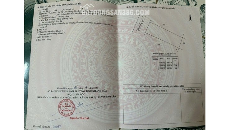SỞ HỮU NGAY Lô Đất Chính Chủ - Giá Tốt Tại xã Cam Phước Tây, Cam Lâm, Khánh Hòa