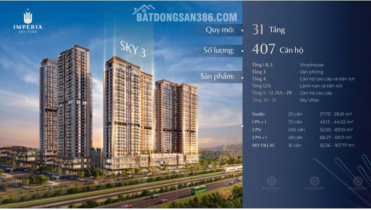  HOT NHẤT THÁNG NÀY – ĐỘC QUYỀN QUỸ CĂN 1PN TÒA S3 Imperia Sky Park CHUẨN BỊ RA MẮT 
