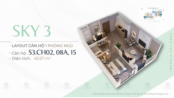  HOT NHẤT THÁNG NÀY – ĐỘC QUYỀN QUỸ CĂN 1PN TÒA S3 Imperia Sky Park CHUẨN BỊ RA MẮT 