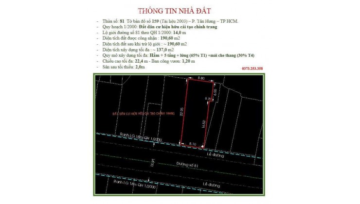 Nhà 8,1x23m NH CN 191m2 Đường 81 Phường Tân Quy Q7. Giá tốt