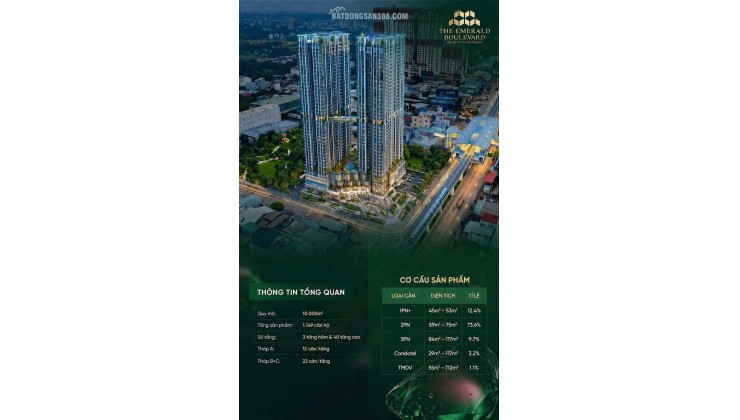 THE EMERALD BOULEVARD - CĂN HỘ CAO CẤP MẶT TIỀN QL13. BOOKING CHỈ 50 TRIỆU - HOÀN LẠI 100%. LH:0978007184.