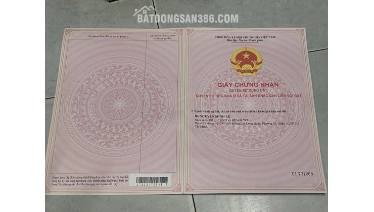 NHÀ QUẬN 11 LIỀN KỀ CÁC QUẬN KHÁC, AN NINH AN TOÀN. 5 TỶ 59.1 M2. LH:0903067772.