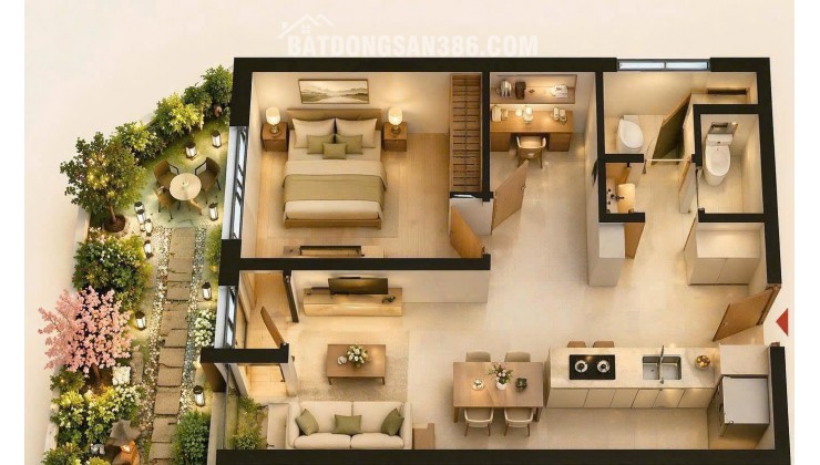 SUN FOURS - Hàng Hiếm, căn 1PN+ tầng cao (tầng 12), Giá chỉ 2,3 tỷ